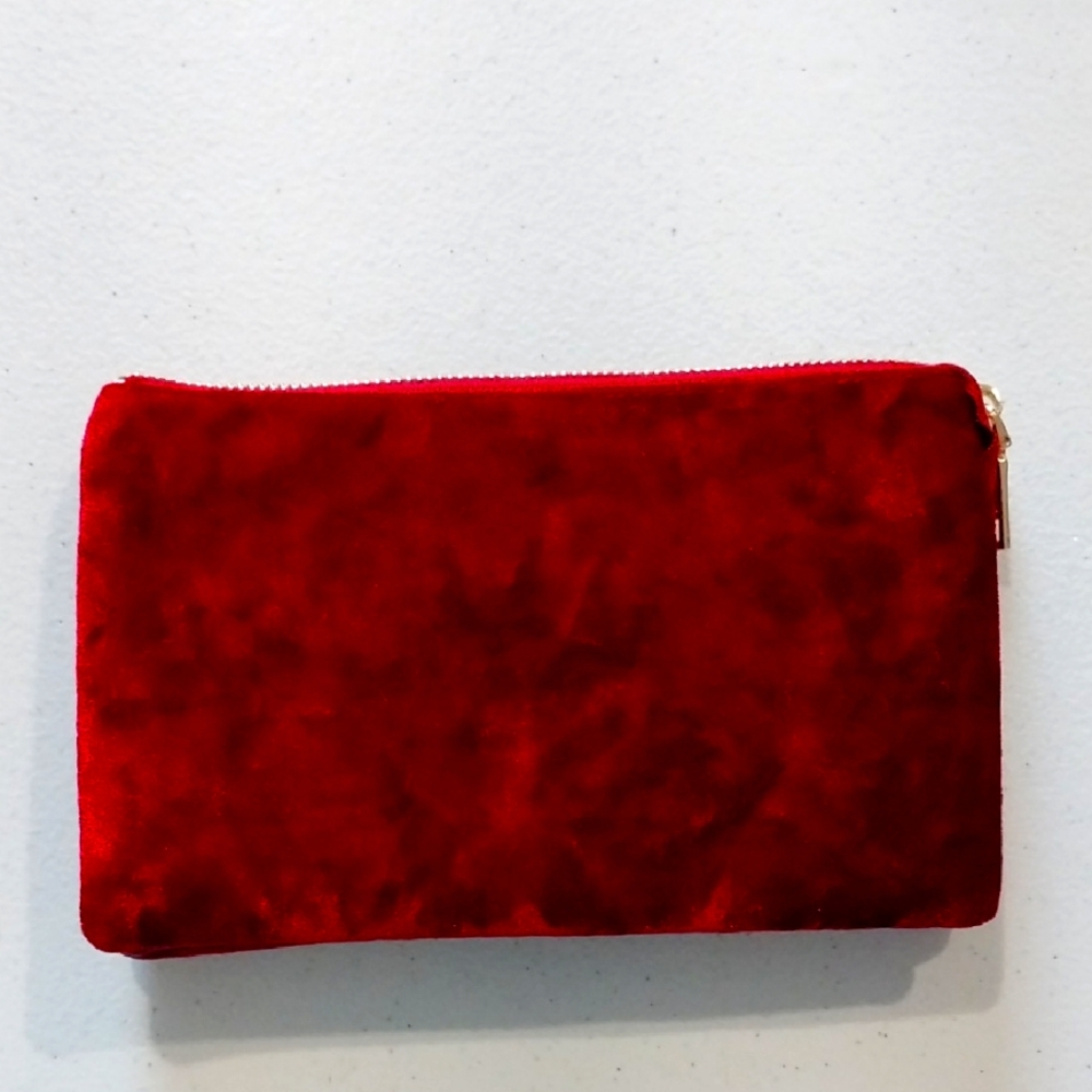 Elegant Deep Red Velvet Clutch New